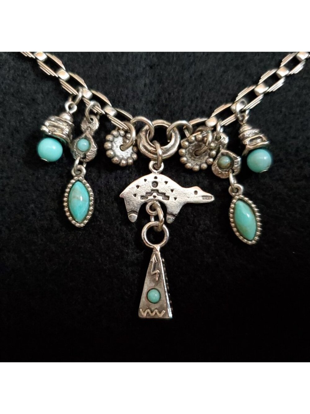 Vintage 1928 Brand Necklace Western Boho Charms Silver Tone 16-18.5"